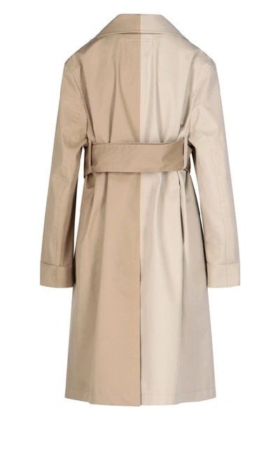 Shop Mm6 Maison Margiela Contrasting Panelled Trench Coat In Beige