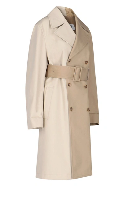 Shop Mm6 Maison Margiela Contrasting Panelled Trench Coat In Beige