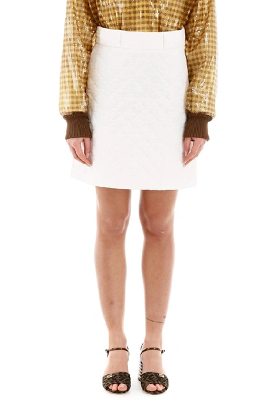 Shop Fendi Quilted Mini Skirt In White