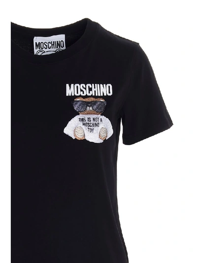 Shop Moschino Teddy Print Crewneck T In Black