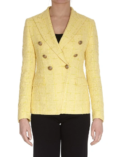 Shop Tagliatore Jalicya Tweed Blazer In Yellow