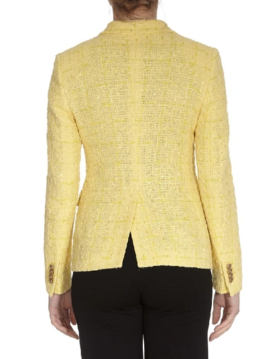 Shop Tagliatore Jalicya Tweed Blazer In Yellow