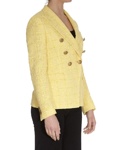 Shop Tagliatore Jalicya Tweed Blazer In Yellow