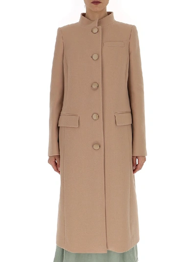 Shop Givenchy Mandarin Collared Coat In Brown