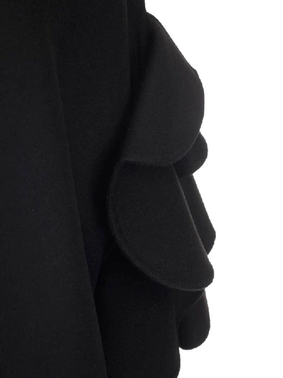Shop Valentino Ruffled Shoulder Cape Coat In Black