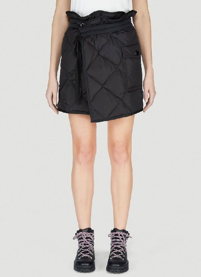 Shop Moncler Quilted Wrap Skirt In Black