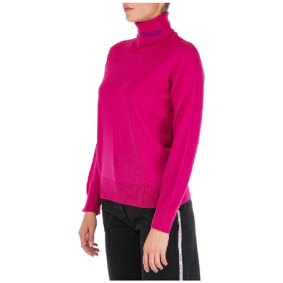 Shop Gcds Logo Embroidered Turtleneck Sweater In Pink