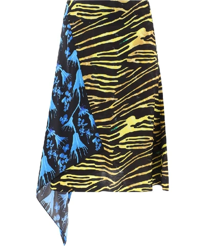 Shop Marine Serre Contrasting Paneled Asymmetric Skirt In Multi