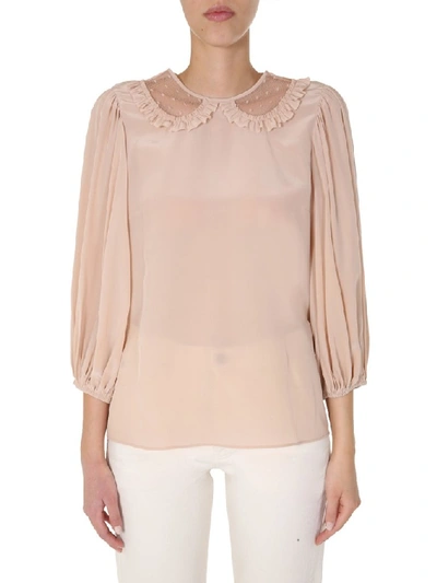 Shop Red Valentino Peter Pan Collared Blouse In Pink