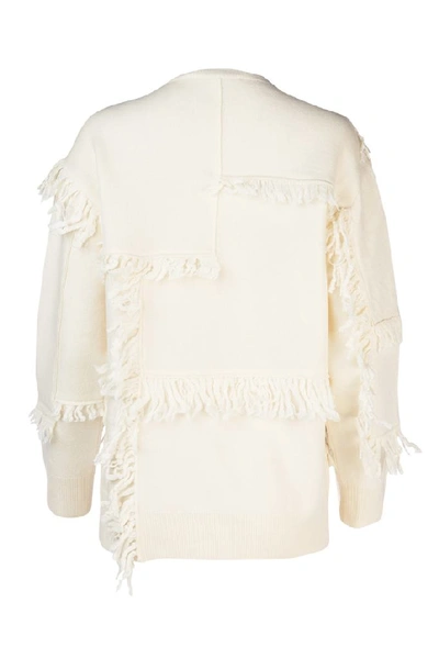 Shop Stella Mccartney Fringe Detail Sweater In Beige