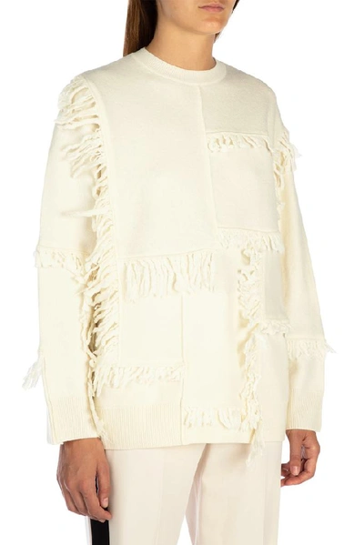 Shop Stella Mccartney Fringe Detail Sweater In Beige