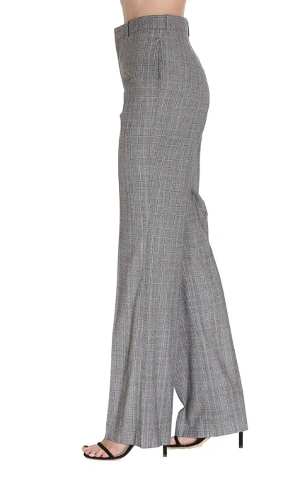 Shop Balenciaga Checked Trousers In Grey