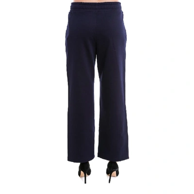 Shop Moncler Flared Track Pants In Blue