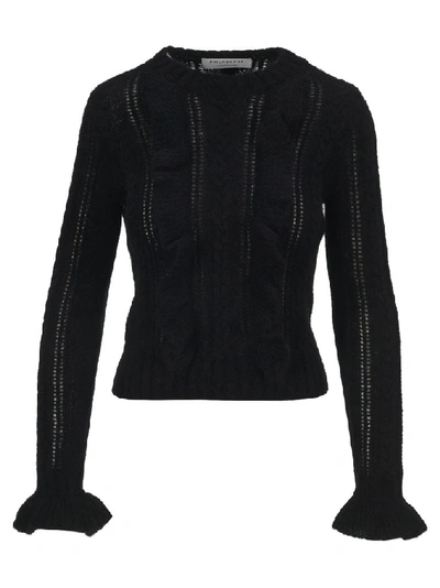 Shop Philosophy Di Lorenzo Serafini Ruffled Cable Knit Sweater In Black