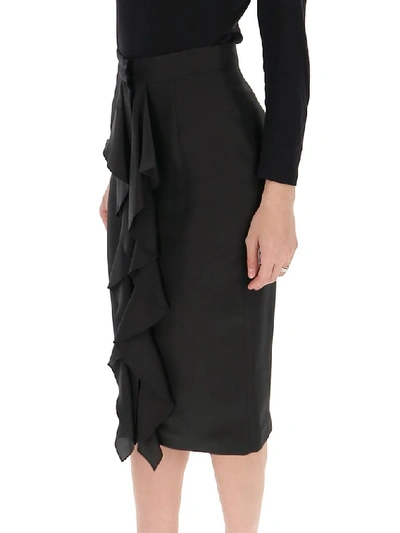 Shop Max Mara Ruffled Midi Skirt In Black