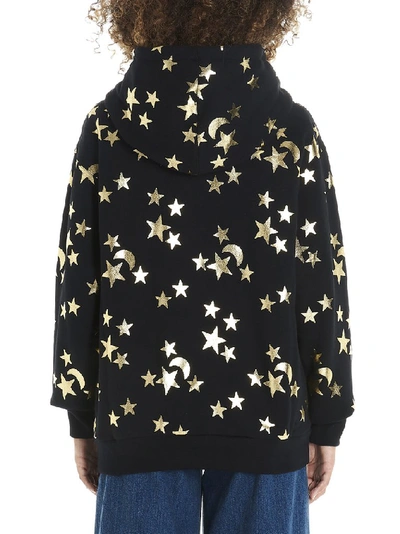 Shop Gucci Stars And Moon Logo Print Hoodie In Black