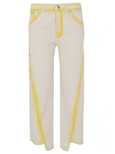 Shop Lanvin Twisted Stitches Jeans In Beige