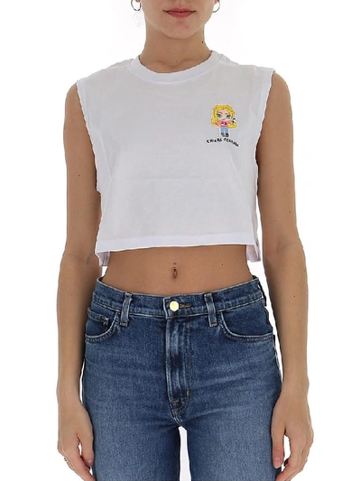 Shop Chiara Ferragni Logo Cropped Tank Top In White