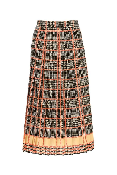 Shop Gucci Plaid Pleated Skirt In Multi