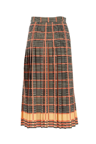Shop Gucci Plaid Pleated Skirt In Multi
