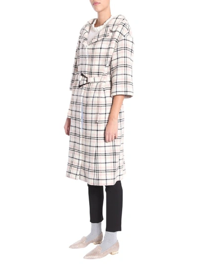 Shop Carven Checked Belted Coat In Multi