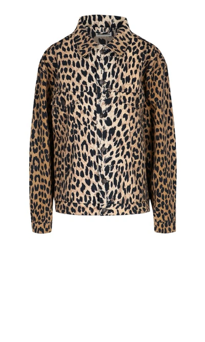 Shop Balenciaga Animal Print Denim Jacket In Multi