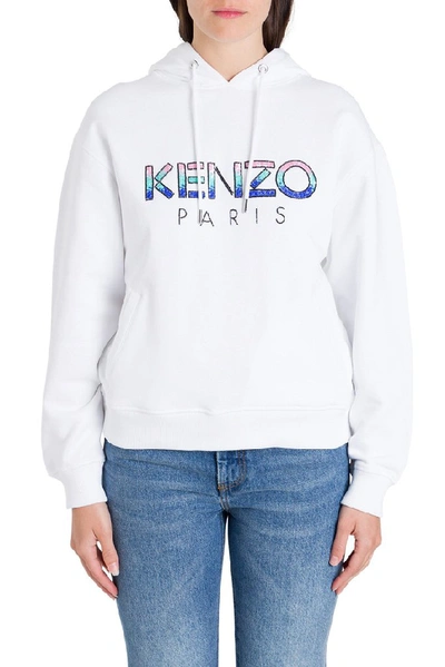 Shop Kenzo Paris Logo Hoodie In White