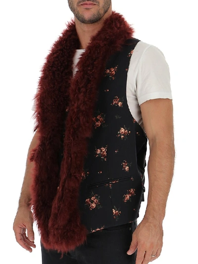 Shop Ann Demeulemeester Floral Fur Trim Vest In Multi