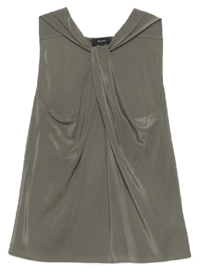 Shop Theory Twist Knot Sleeveless Top In Green