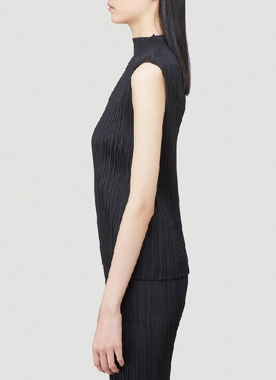 Shop Issey Miyake Pleats Please By  Classic Pleated Tank Top In Black