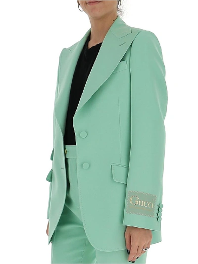 Shop Gucci Single Breasted Blazer In Green