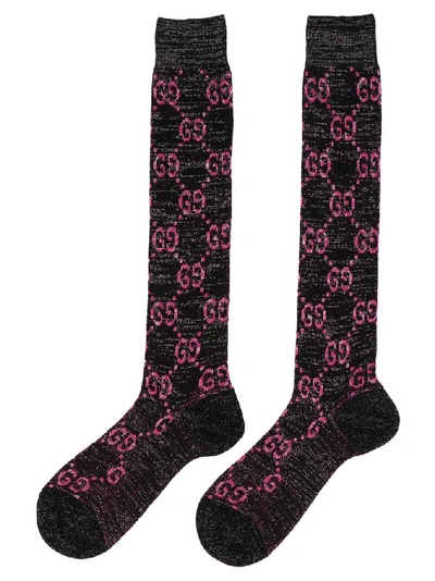 Shop Gucci Gg Signature Socks In Black