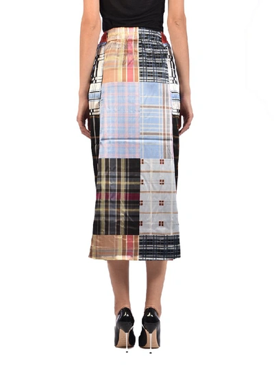 Shop Ganni Checked Print Wrap Skirt In Multi