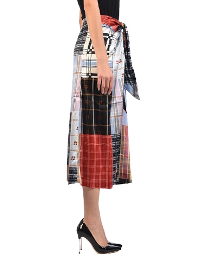 Shop Ganni Checked Print Wrap Skirt In Multi