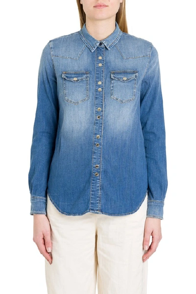 Shop Pinko Buttoned Denim Shirt In Blue