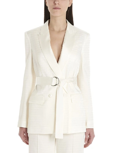 Shop Karl Lagerfeld Kameo Belted Blazer In White