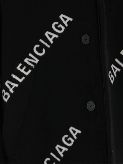 Shop Balenciaga Allover Logo Coat In Black