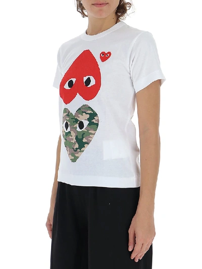 Shop Comme Des Garçons Play Logo Print T In White