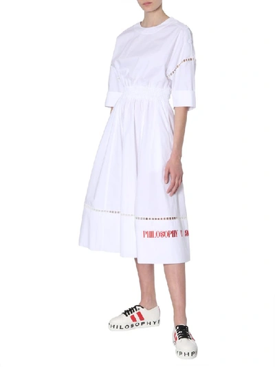 Shop Philosophy Di Lorenzo Serafini Logo Midi Dress In White