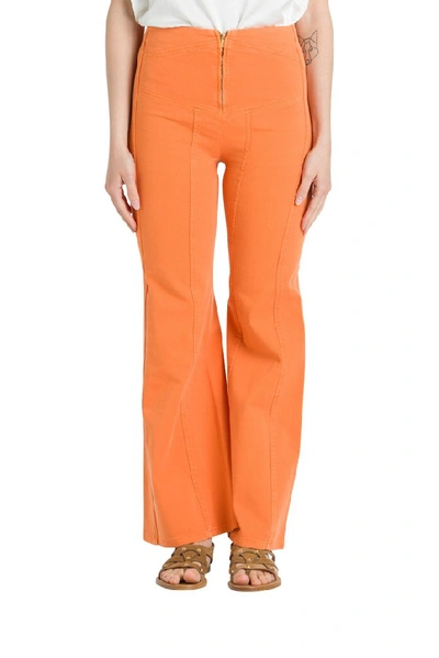 Shop Alberta Ferretti High Rise Flared Jeans In Orange