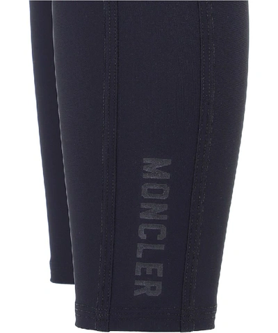 Shop Moncler Logo Printed Leggings In Black