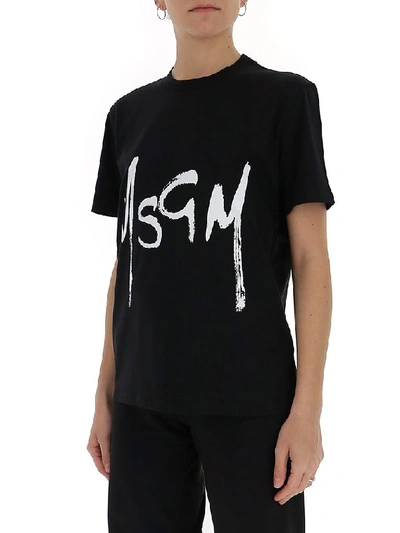 Shop Msgm Spray Logo T In Black