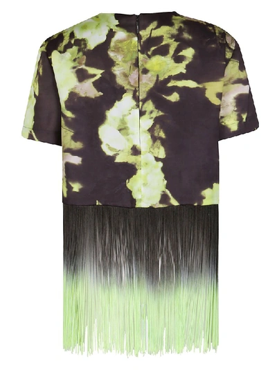 Shop Msgm Floral Fringed T In Green