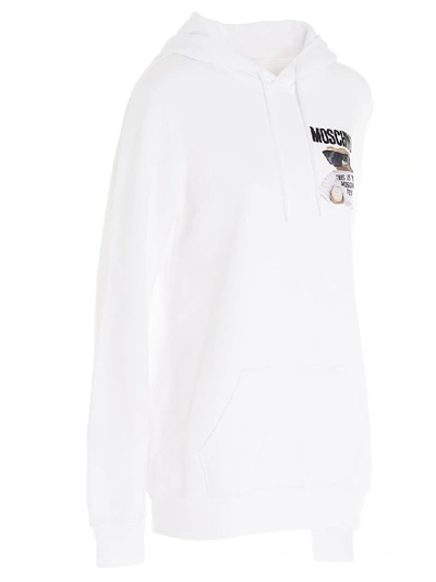 Shop Moschino Teddy Print Hoodie In White