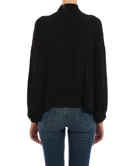 Shop Balenciaga Loose Ascot Top In Black