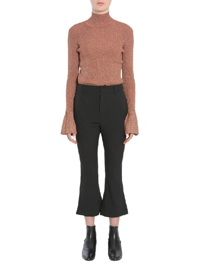 Shop Carven Flared Sleeve Turtleneck Jumper In Brown