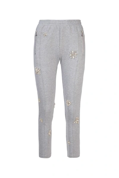 Shop Area Embellished Fitted Track Pants In Grey