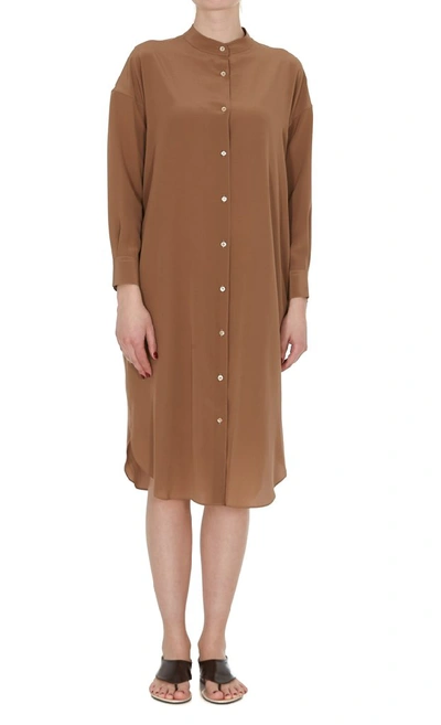 Shop Aspesi Buttoned Shirt Dress In Brown