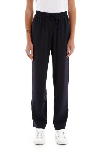 Shop Kenzo Cropped Straight Fit Track Pants In Navy