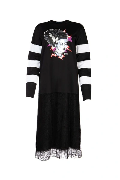 Shop Prada Graphic Print Lace Petticoat Dress In Multi